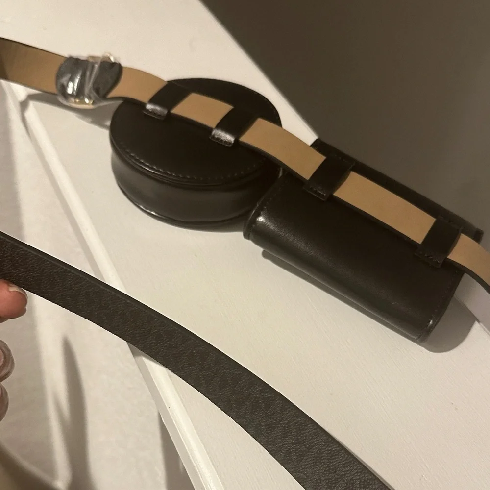 Michael Kors Black Pouch Belt Set